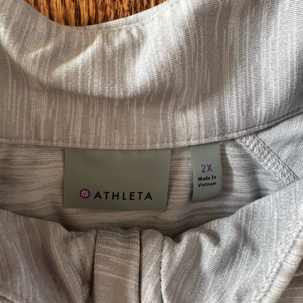 Athleta Light Gray Pullover Athletic Quarter Zip … - image 2